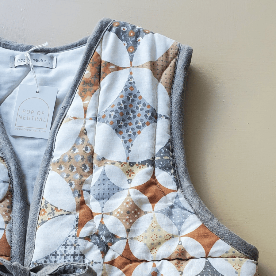 猿*様 POP QUILTED VEST Pop Reversible Quilted Vest Four Leaf Clover/Weeping Willow